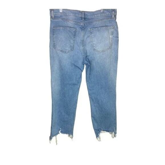 ZARA Distressed High Rise Cropped Straight Leg Jeans Raw Hem 5 pockets 12 #2794 - Picture 5 of 12